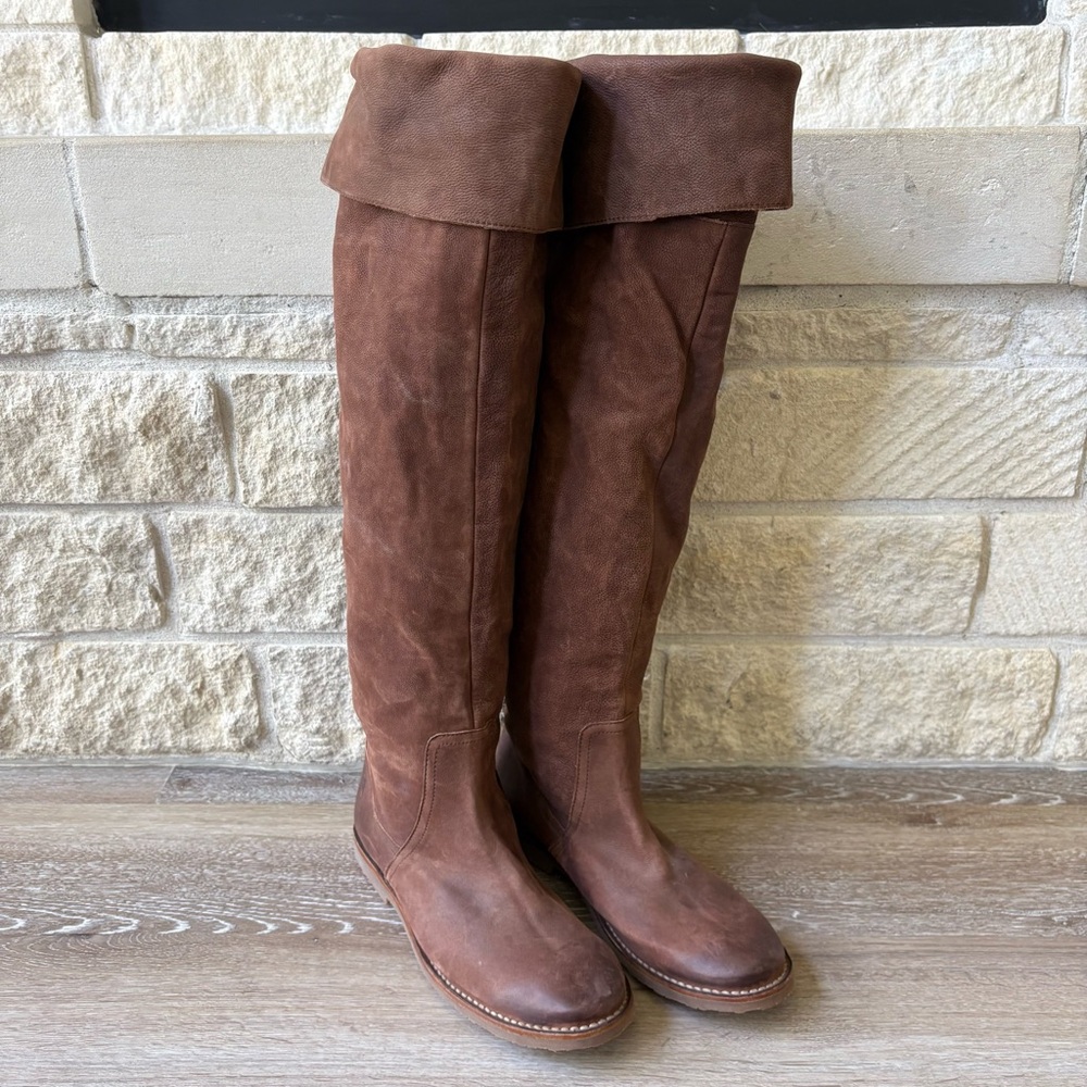 Frye Celia Over The Knee Boots Leather Fold over Size 10B Boho Western